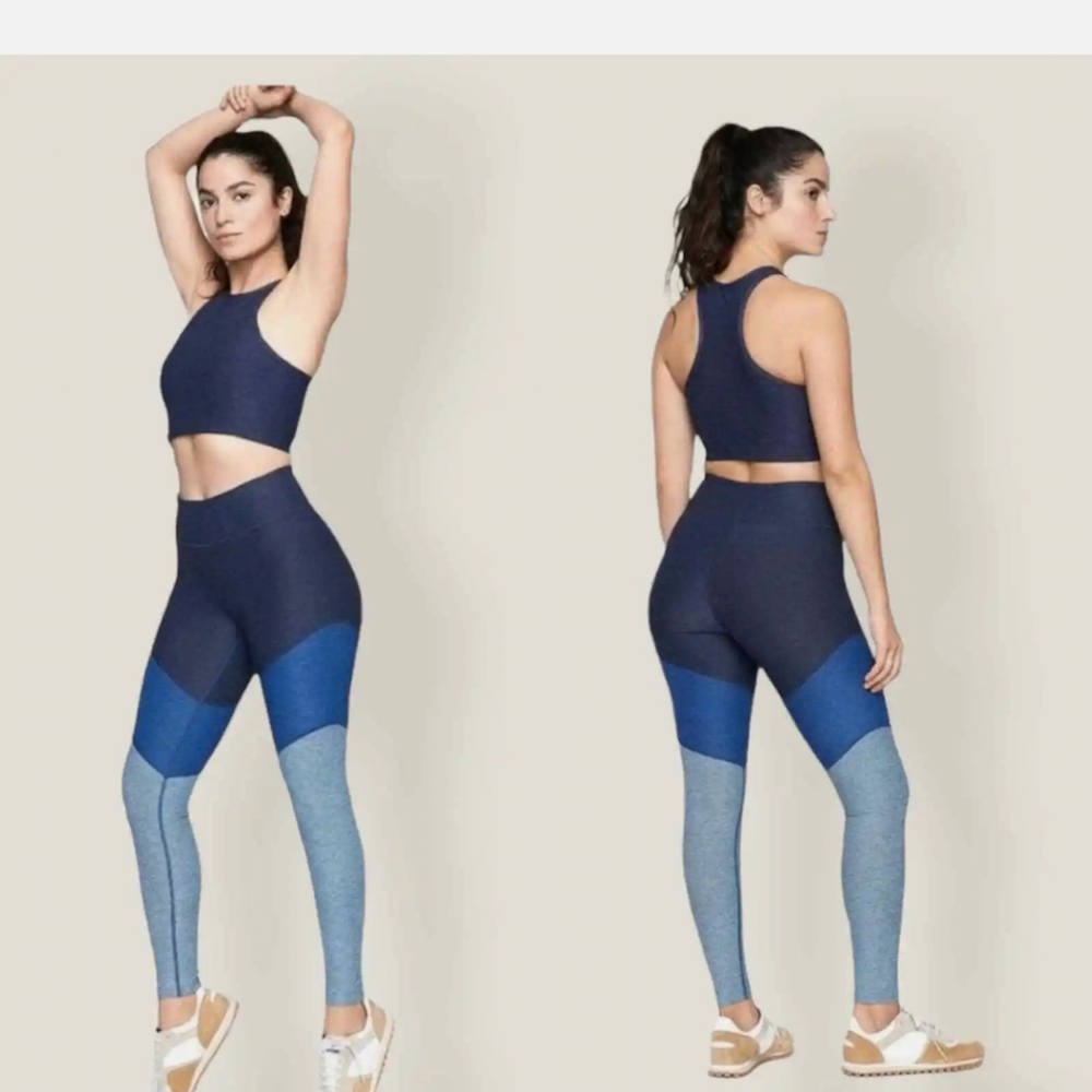 Outdoor Voices Blue Colorblock Leggings Size Small